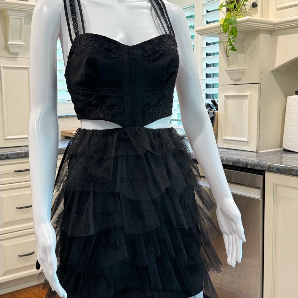 BCBGeneration Black Tulle layered Lace Dress 4